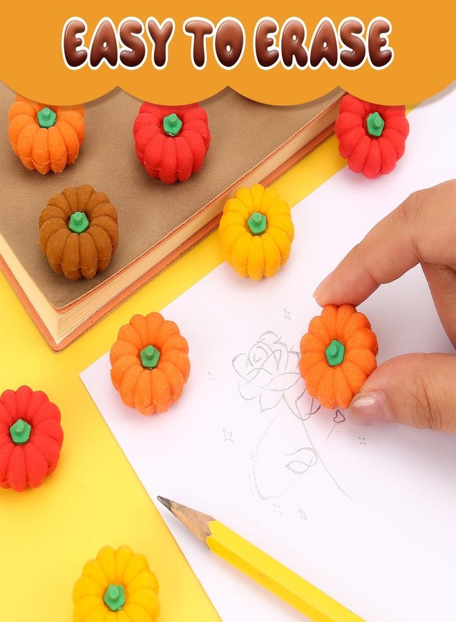 KINYFY 45 Pcs Mini Pumpkin Erasers, 3D Thanksgiving Pumpkin Pencil Erasers, Fall Thanksgiving Pumpkins Eraser Bulk for Classroom Prizes, Gifts Supplies, Back to School Party Favors (Multicolor) - Image 5